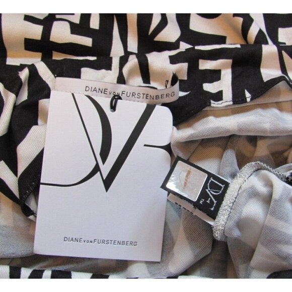 DVF Diane von Furstenberg Tadd Two Love Block cowl scoop dress black white new 6 - Picture 5 of 5